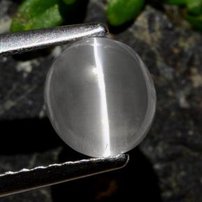 Blanco claro Silimanita Ojo de Gato Gema - 1.6ct Cabujón Óvalo (ID: 474673)