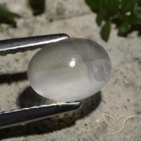 Sillimanite Cat's Eye Gemstone in 7.5 x 5.6 mm Size for Sale, Sillimanite Cat's Eye Stone in Clear White Color