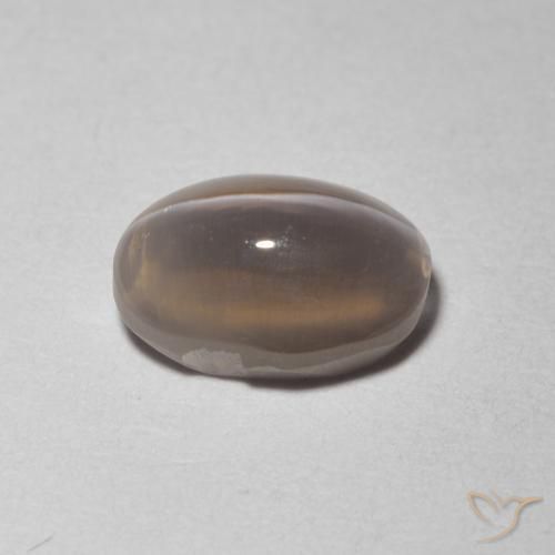 Sillimanite Cat's Eye Gemstone in 7.7 x 5.3 mm Size for Sale, Sillimanite Cat's Eye Stone in Very Light Grey Color