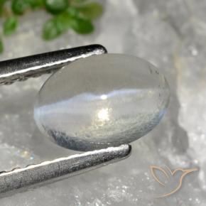 Sillimanite Cat's Eye Gemstone in 8.1 x 5.6 mm Size for Sale, Sillimanite Cat's Eye Stone in Very Light Grey Color