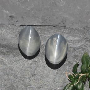 2.15 ctw White Sillimanite Cat's Eye Stones, Natural Sillimanite Cat's Eye in Oval Cabochon Shape for Sale