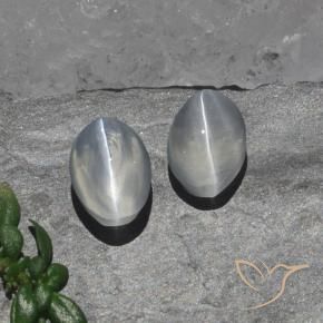 Sillimanite Cat's Eye Gemstones in 6.6 x 4.6 mm Size for Sale, Sillimanite Cat's Eye Stones in Clear White Color