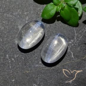 2.39 ctw White Sillimanite Cat's Eye Stones, Natural Sillimanite Cat's Eye in Oval Cabochon Shape for Sale