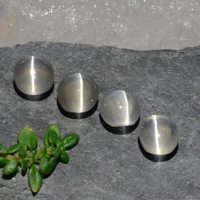 3.82 ctw White Sillimanite Cat's Eye Stones, Natural Sillimanite Cat's Eye in Oval Cabochon Shape for Sale