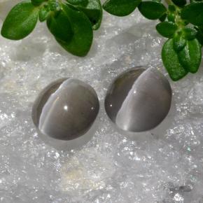 2.20 ctw Gray Sillimanite Cat's Eye Stones, Natural Sillimanite Cat's Eye in Oval Cabochon Shape for Sale