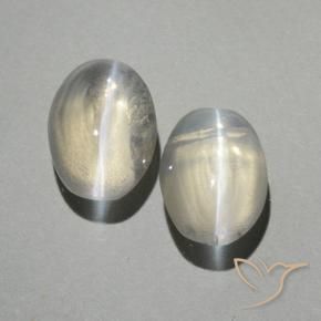 2.02 ctw White Sillimanite Cat's Eye Stones, Natural Sillimanite Cat's Eye in Oval Cabochon Shape for Sale