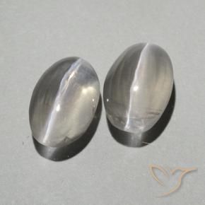 1.90 ctw White Sillimanite Cat's Eye Stones, Natural Sillimanite Cat's Eye in Oval Cabochon Shape for Sale