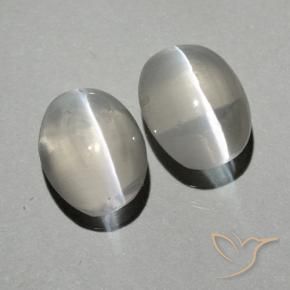 1.99 ctw White Sillimanite Cat's Eye Stones, Natural Sillimanite Cat's Eye in Oval Cabochon Shape for Sale