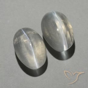 2.15 ctw White Sillimanite Cat's Eye Stones, Natural Sillimanite Cat's Eye in Oval Cabochon Shape for Sale