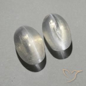 1.80 ctw White Sillimanite Cat's Eye Stones, Natural Sillimanite Cat's Eye in Oval Cabochon Shape for Sale