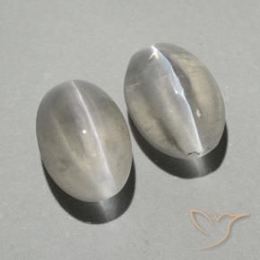 2.03 ctw White Sillimanite Cat's Eye Stones, Natural Sillimanite Cat's Eye in Oval Cabochon Shape for Sale
