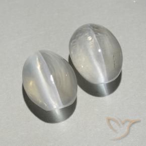2.36 ctw White Sillimanite Cat's Eye Stones, Natural Sillimanite Cat's Eye in Oval Cabochon Shape for Sale