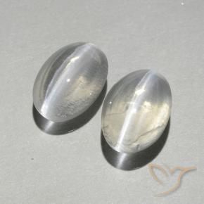 1.89 ctw White Sillimanite Cat's Eye Stones, Natural Sillimanite Cat's Eye in Oval Cabochon Shape for Sale