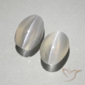 2.10 ctw White Sillimanite Cat's Eye Stones, Natural Sillimanite Cat's Eye in Oval Cabochon Shape for Sale
