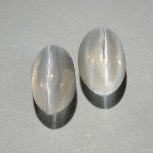 Warm White Sillimanite Cat's Eye Gem - 0.9ct Oval Cabochon (ID: 499418)