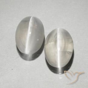 2.32 ctw White Sillimanite Cat's Eye Stones, Natural Sillimanite Cat's Eye in Oval Cabochon Shape for Sale