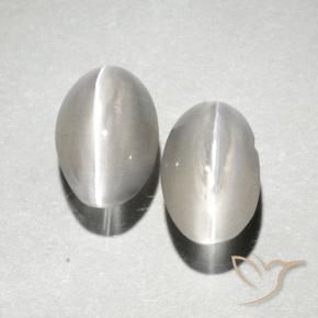 2.17 ctw White Sillimanite Cat's Eye Stones, Natural Sillimanite Cat's Eye in Oval Cabochon Shape for Sale