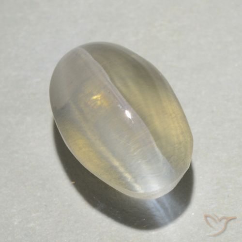1.39ct Oval Cabochon Yellow Sillimanite Cat's Eye from Madagascar, Dimension 7.7 x 5.2mm, Transparent Clarity, Natural untreated gemstone, 1pc Sillimanite Cat's Eye in Light Yellow Color, Mohs Hardness of 6.5 - 7.5 suitable for daily wear jewelry, Photo A