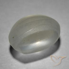 Sillimanite Cat's Eye Gemstone in 7.5 x 4.7 mm Size for Sale, Sillimanite Cat's Eye Stone in Very Light Grey Color