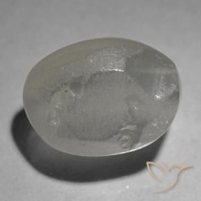 Sillimanite Cat's Eye Gemstone in 7.5 x 5.7 mm Size for Sale, Sillimanite Cat's Eye Stone in Very Light Grey Color