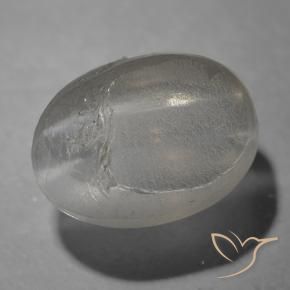 Sillimanite Cat's Eye Gemstone in 7.2 x 5.4 mm Size for Sale, Sillimanite Cat's Eye Stone in Very Light Grey Color