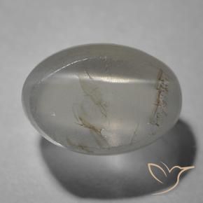 Sillimanite Cat's Eye Gemstone in 7.4 x 5.2 mm Size for Sale, Sillimanite Cat's Eye Stone in Very Light Grey Color