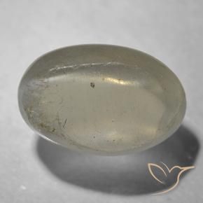 Sillimanite Cat's Eye Gemstone in 7.6 x 5.1 mm Size for Sale, Sillimanite Cat's Eye Stone in Very Light Grey Color