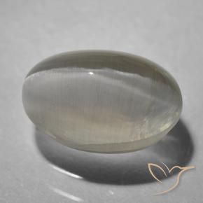 1.43 ct Gray Sillimanite Cat's Eye Stone, Natural Sillimanite Cat's Eye in Oval Cabochon Shape for Sale