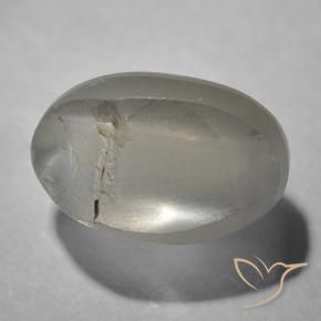 Sillimanite Cat's Eye Gemstone in 7.5 x 5.1 mm Size for Sale, Sillimanite Cat's Eye Stone in Very Light Grey Color
