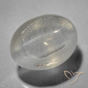Sillimanite Cat's Eye Gemstone in 7.4 x 5.6 mm Size for Sale, Sillimanite Cat's Eye Stone in Very Light Grey Color