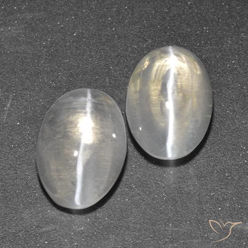 2.69ctw Natural Warm White Sillimanite Cat's Eye, Oval, Transparent