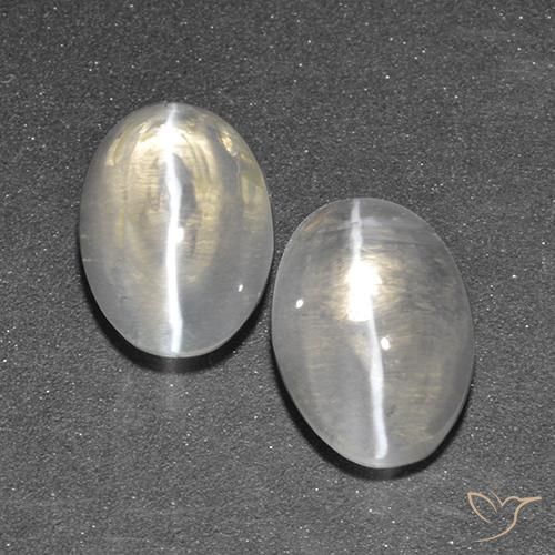 2.69 ctw White Sillimanite Cat's Eye Stones, Natural Sillimanite Cat's Eye in Oval Cabochon Shape for Sale