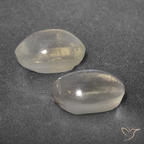Sillimanite Cat's Eye Gemstones in 7.6 x 5.4 mm Size for Sale, Sillimanite Cat's Eye Stones in Warm White Color