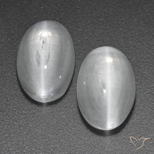 2.41 ctw White Sillimanite Cat's Eye Stones, Natural Sillimanite Cat's Eye in Oval Cabochon Shape for Sale