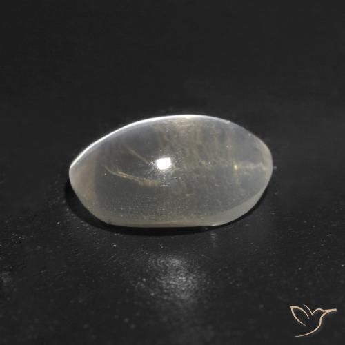 Sillimanite Cat's Eye Gemstone in 7.7 x 5.6 mm Size for Sale, Sillimanite Cat's Eye Stone in Very Light Grey Color