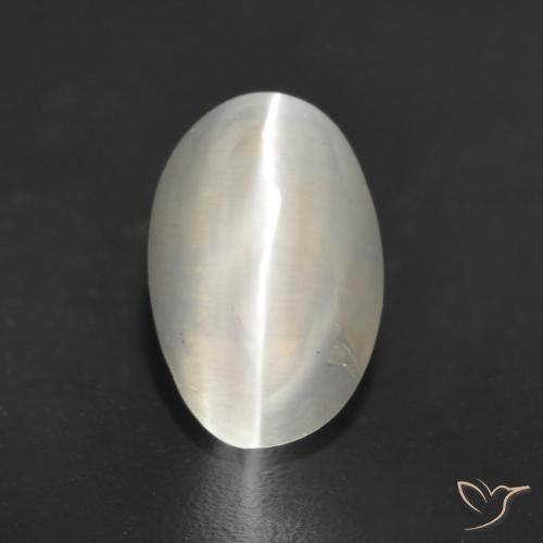 1.23ct Natural Warm White Sillimanite Cat's Eye, Oval, Translucent