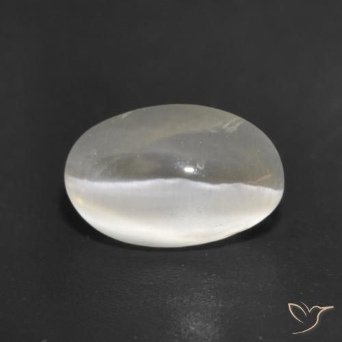 1.23 ct White Sillimanite Cat's Eye Stone, Natural Sillimanite Cat's Eye in Oval Cabochon Shape for Sale