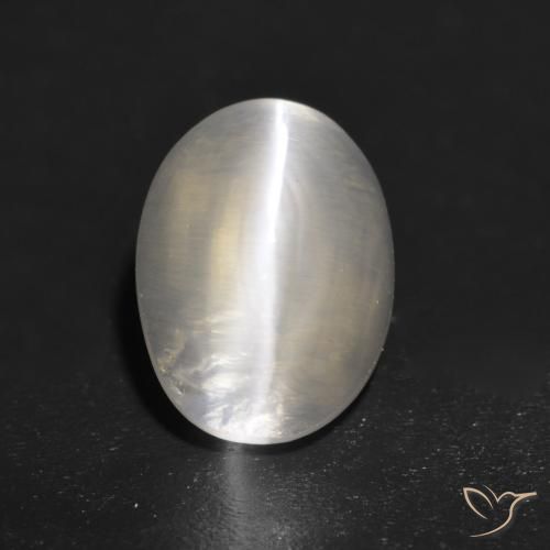 1.41ct Natural Warm White Sillimanite Cat's Eye, Oval, Transparent
