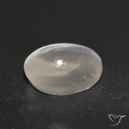 Sillimanite Cat's Eye Gemstone in 7.6 x 5.7 mm Size for Sale, Sillimanite Cat's Eye Stone in Warm White Color
