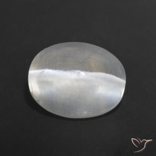 1.24 ct White Sillimanite Cat's Eye Stone, Natural Sillimanite Cat's Eye in Oval Cabochon Shape for Sale