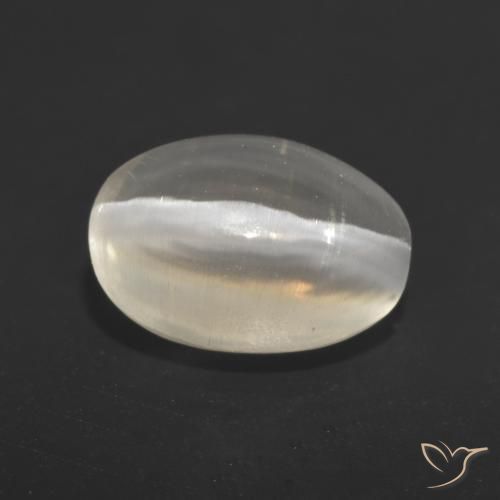 1.37 ct White Sillimanite Cat's Eye Stone, Natural Sillimanite Cat's Eye in Oval Cabochon Shape for Sale