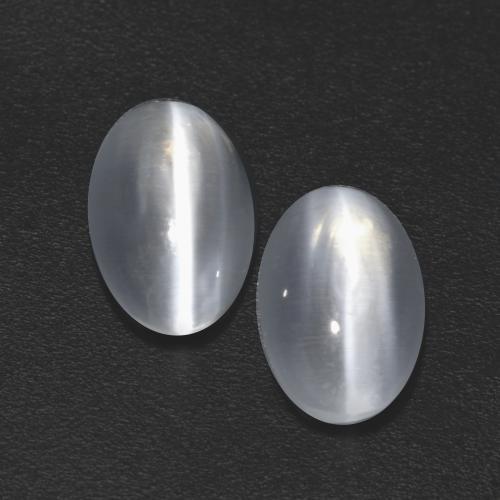 2.45 ctw White Sillimanite Cat's Eye Gemstones, Sillimanite Cat's Eye Gems in Oval Cabochon Shape for Sale.