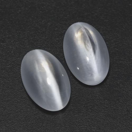 2.45 ctw White Sillimanite Cat's Eye Stones, Natural Sillimanite Cat's Eye in Oval Cabochon Shape for Sale