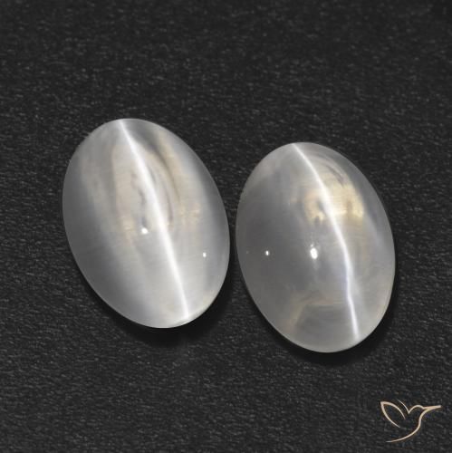 2.20 ctw White Sillimanite Cat's Eye Stones, Natural Sillimanite Cat's Eye in Oval Cabochon Shape for Sale