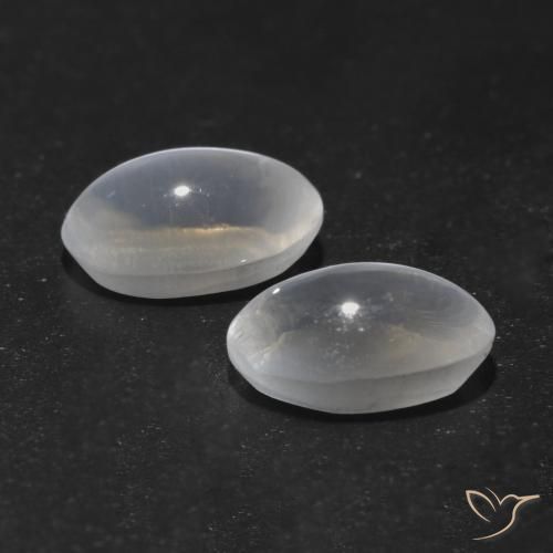 Sillimanite Cat's Eye Gemstones in 6.4 x 4.3 mm Size for Sale, Sillimanite Cat's Eye Stones in Clear White Color