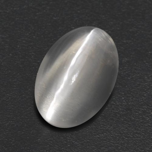 Clear White Sillimanit-Katzenauge Edelstein - 1.2ct Oval Cabochon (ID: 533542)