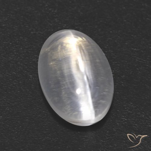 7,2 x 4,8mm ovaler weißer Sillimanit-Katzenauge aus Madagaskar, Gewicht von 1,21 ct, natürlicher Edelstein in Transparent Reinheit, 1 Stück ovaler Sillimanit-Katzenauge - Farbe: Klares Weiß, Mohs-Härte von 6,5 - 7,5 Geeignet für den täglichen Gebrauch im Schmuck, Photo A