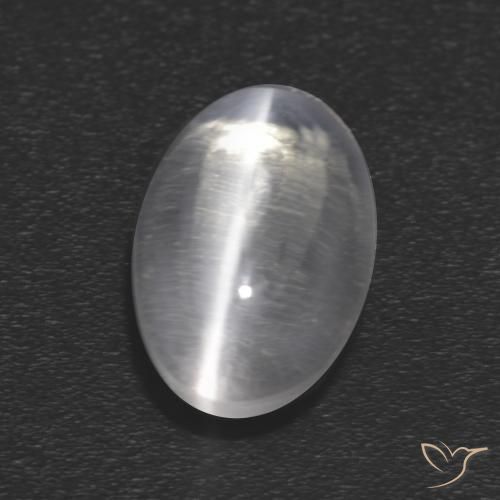 1.21 ct White Sillimanite Cat's Eye Stone, Natural Sillimanite Cat's Eye in Oval Cabochon Shape for Sale