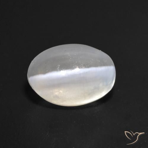 1.55 ct White Sillimanite Cat's Eye Stone, Natural Sillimanite Cat's Eye in Oval Cabochon Shape for Sale