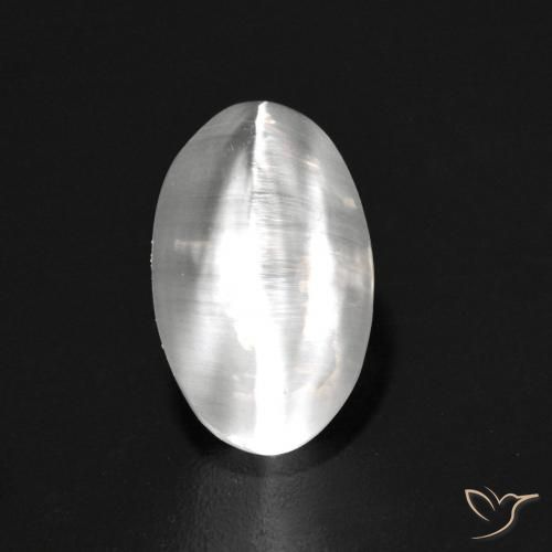 1.42ct Natural White Sillimanite Cat's Eye, Oval, Transparent
